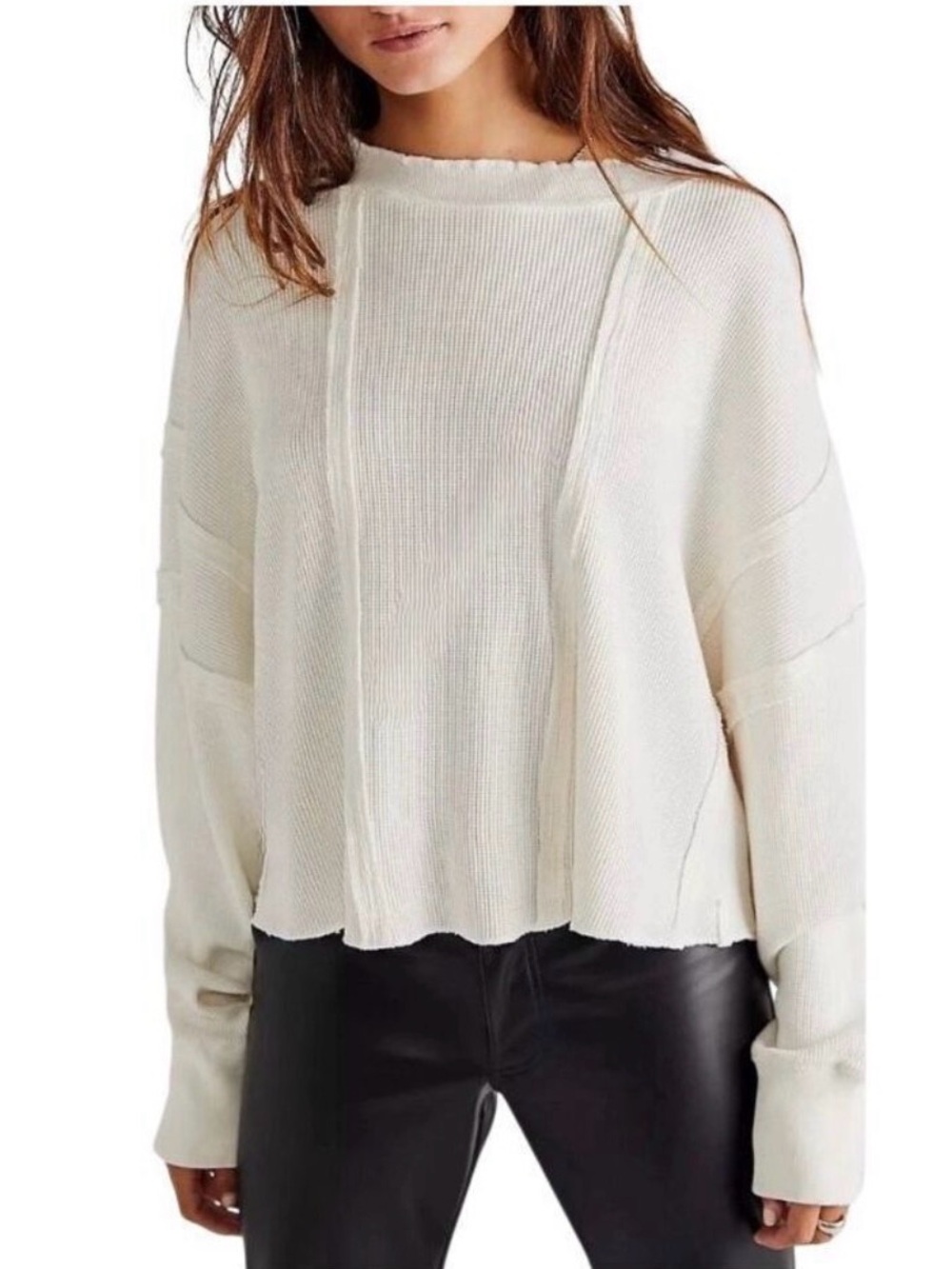 We the Free x Free People Ellie Thermal Top in Cream - size Large